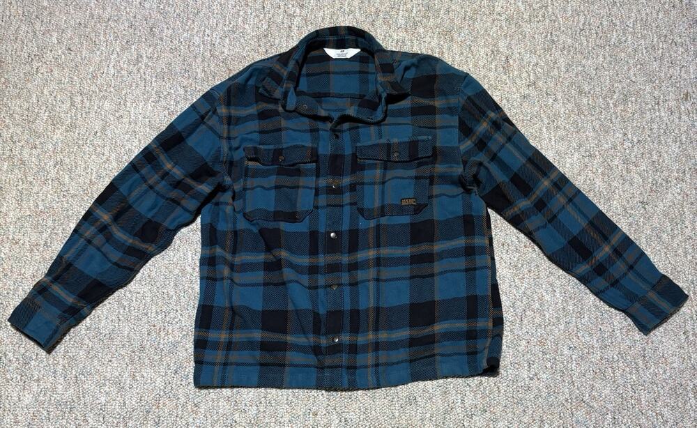H&M Button Down Long Sleeve Collar Blue Plaid Flannel Shirt Men’s Size 18